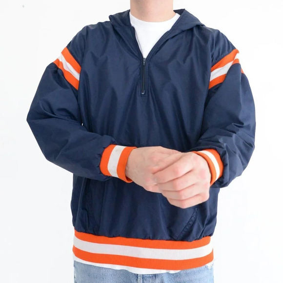 Vintage Russell Athletic Navy Orange Half Zip Up Pullover made in U.S.A. Jacket - Picture 2 of 12